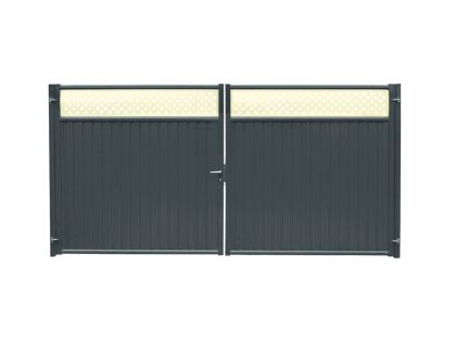 Ворота Estet Plus RAL 7024_1014 (мокрый асфальт_слоновая кость)