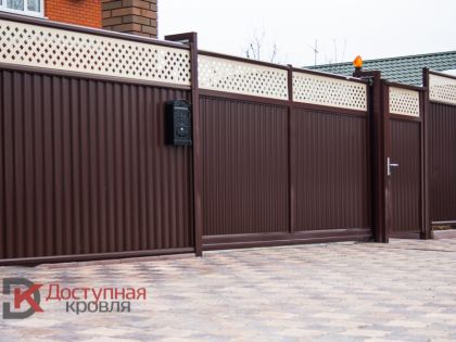 Модульные ограждения, Калитка и Ворота Эстет Плюс RAL 8017-1014 шоколад-слоновая кость