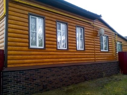 Металлический сайдинг Блок-хаус new 0,45 Printech Twincolor Golden Wood золотой дуб