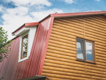Металлический сайдинг Блок-хаус new 0,45 Printech Twincolor Golden Wood золотой дуб