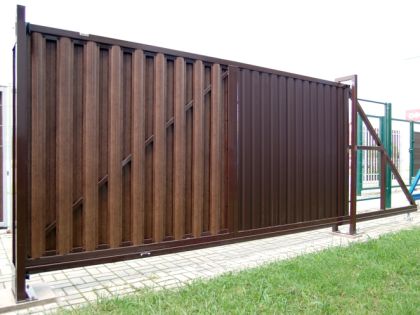 Ворота откатные Эконом (с заполнением) 2,0х5,0м RAL 8017 (шоколад)