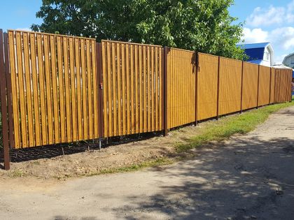 Штакетник М-образный А 0,45 Printech Twincolor Golden Wood (золотой дуб) B=100мм.