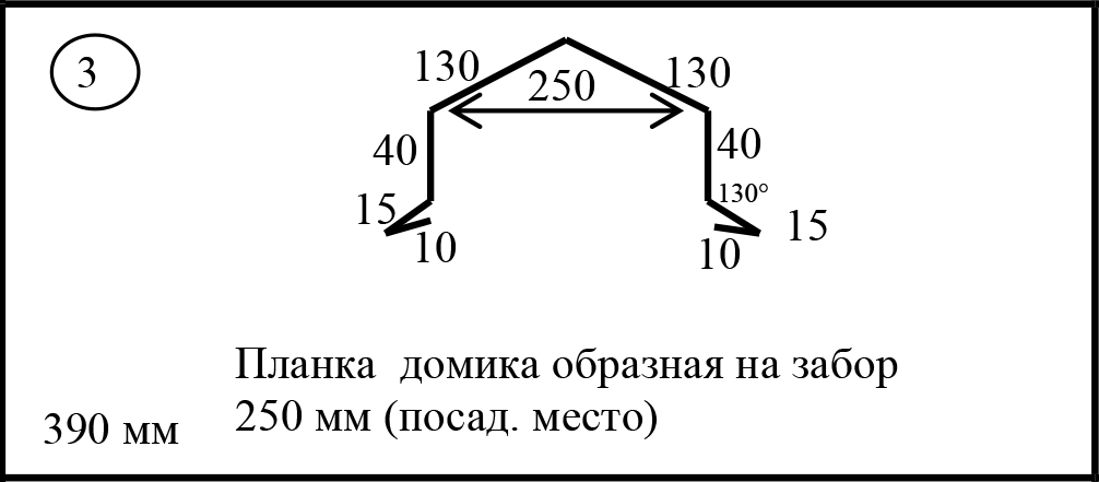Планка домика образная на забор